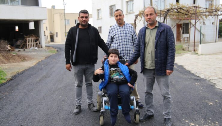 Hatay’da engelli öğrencinin rahat ulaşması için okul yolu asfaltlandı