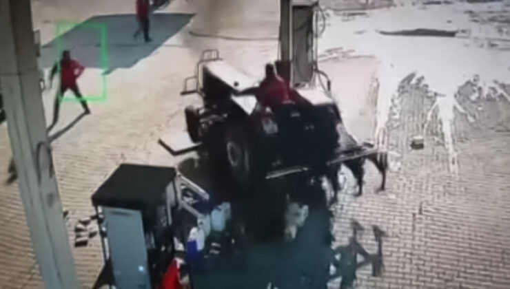 Reyhanlı’da Traktör Akaryakıt Pompasına Çarptı: Kaza Anı Kamerada