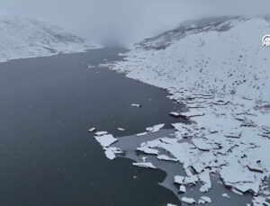 Çat Barajı’ndaki “Yüzen Adalar” Soğuk Havanın Etkisiyle Dondu