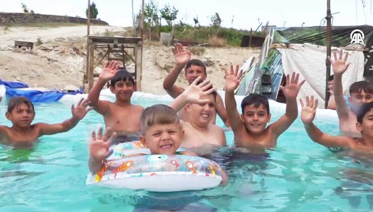 Öğretmen Berhan’ın “köy havuzu” çocukların yaz neşesi oldu