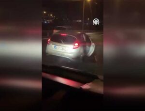 Trafikte “baltalı saldırı” anı cep telefonu kamerasında
