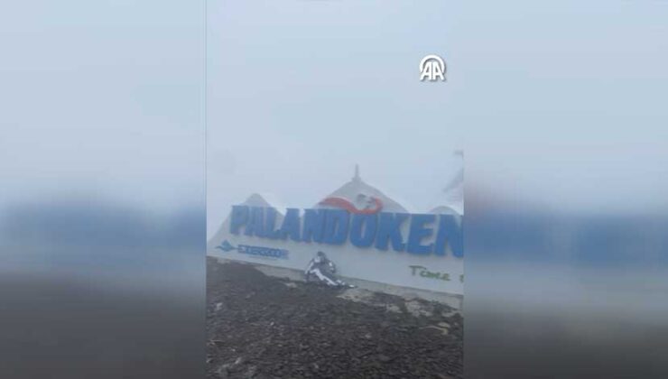 Palandöken Kayak Merkezi’nin zirvesine kar yağdı