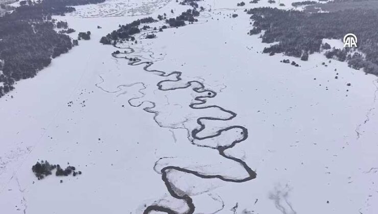 Bolu Aladağ’da oluşan kar manzarası havadan görüntülendi