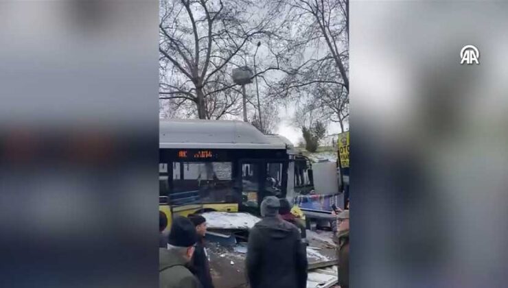 Esenler’de kontrolden çıkan İETT otobüsü otoparka girdi